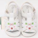Toddler Girl's Open Toe White Sandals with Bow & Flowers, Size 7 - Play & Casual Summer Wear NEW