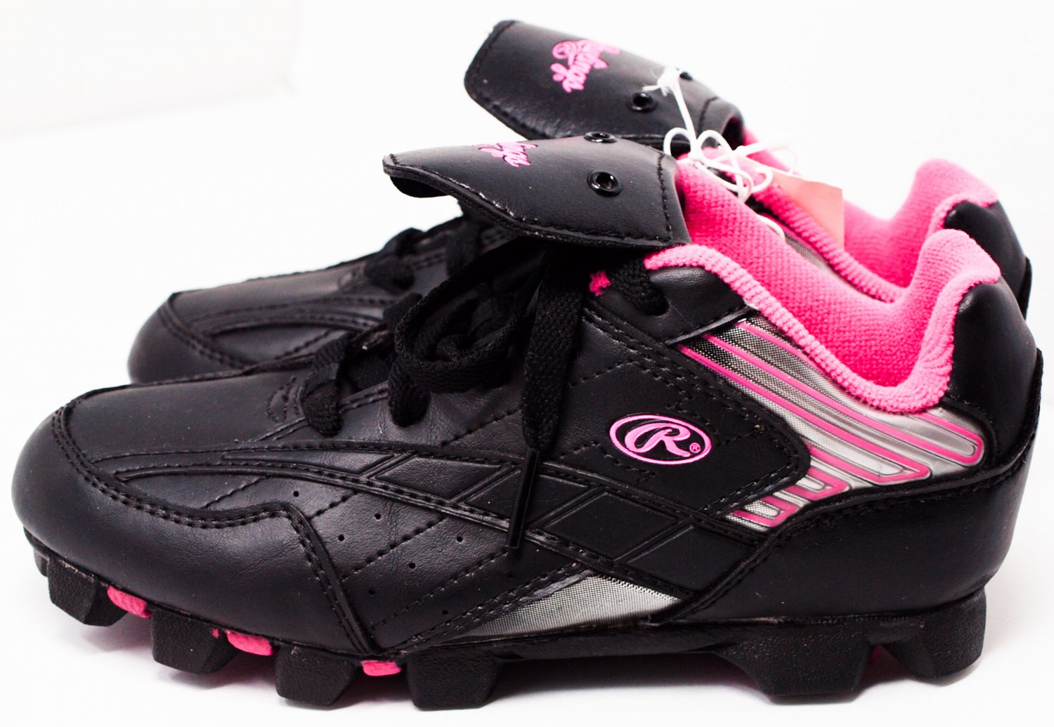 Rawlings Girl's Pink, Black & Gray Cleats Sports Shoes, Youth Size 1 ...