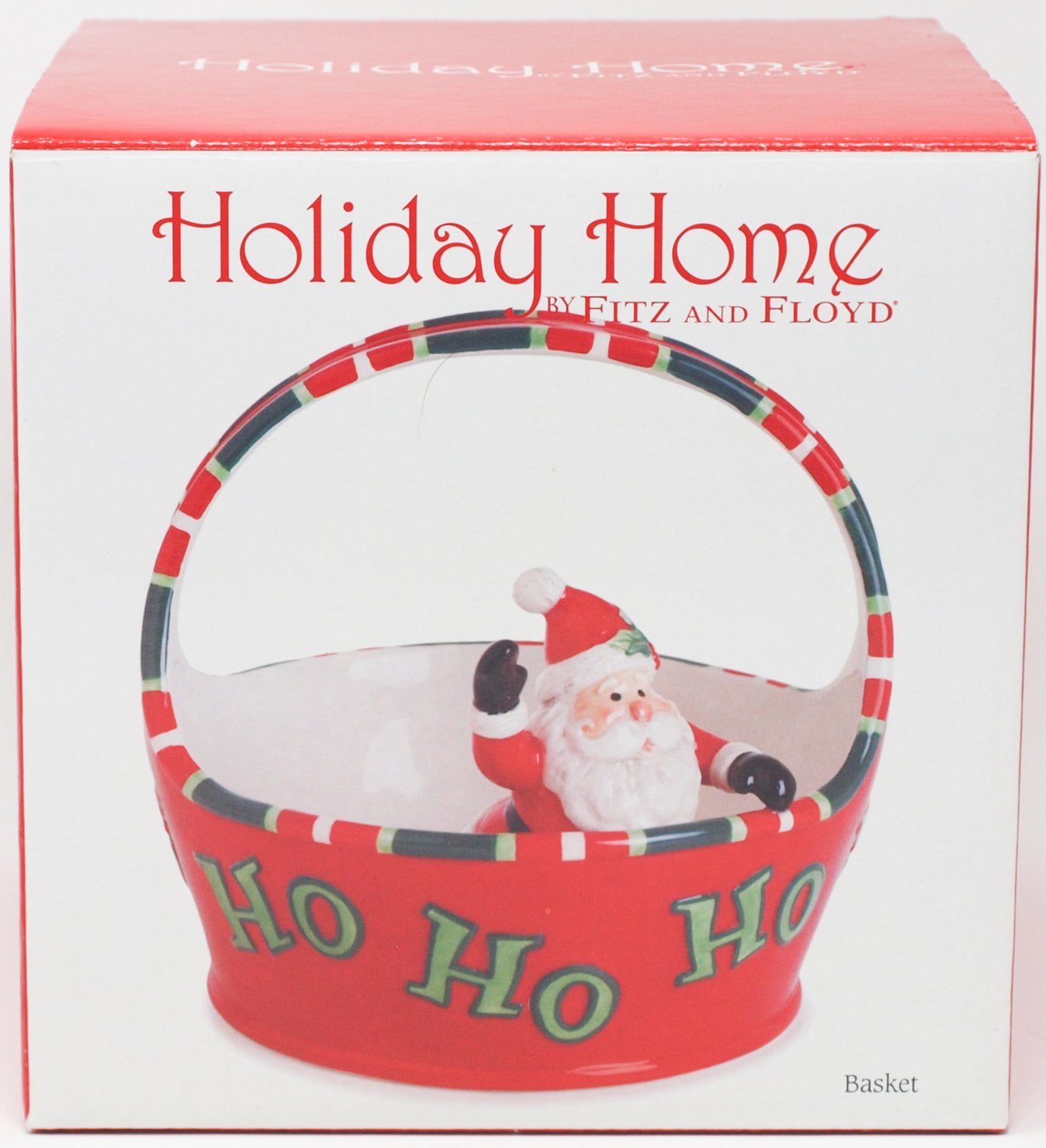 Holiday Home "That's A Wrap" Christmas Santa Basket, 2007 Fitz & Floyd