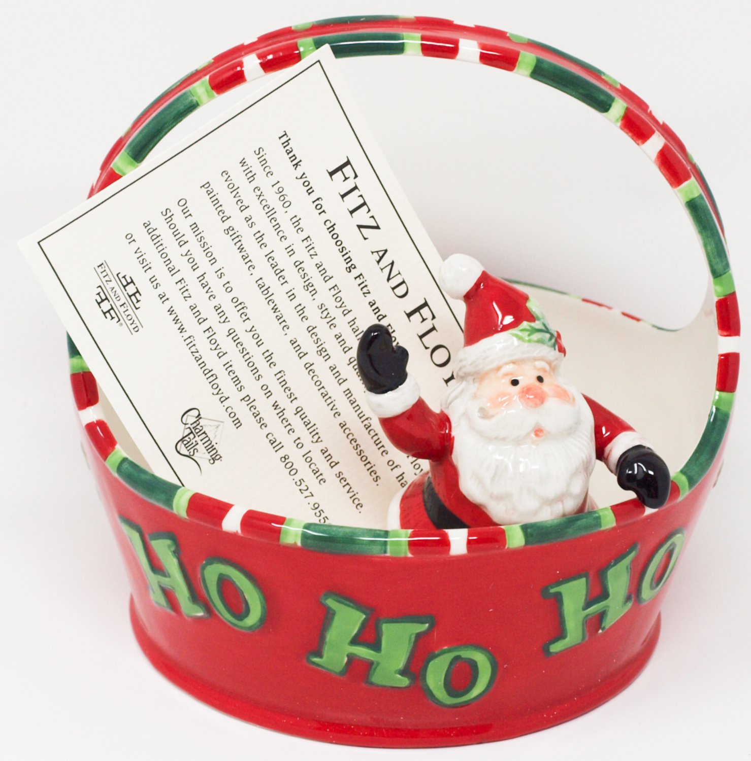 Holiday Home "That's A Wrap" Christmas Santa Basket, 2007 Fitz & Floyd