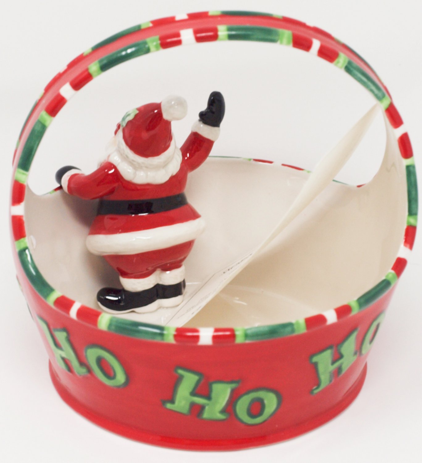 Holiday Home "That's A Wrap" Christmas Santa Basket, 2007 Fitz & Floyd