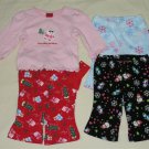 Baby Infant Girl Christmas Holiday Themed Clothing, 3-6 Months, 3 Pants & 1 Top/Shirt NEW
