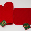 Happy Holidays Christmas Red Pot Holder & Oven Mitt Set, Revere Mills, Inc. NEW Happy Holidays Christmas Red Pot Holder & Oven Mitt Set, Revere Mills, Inc. NEW