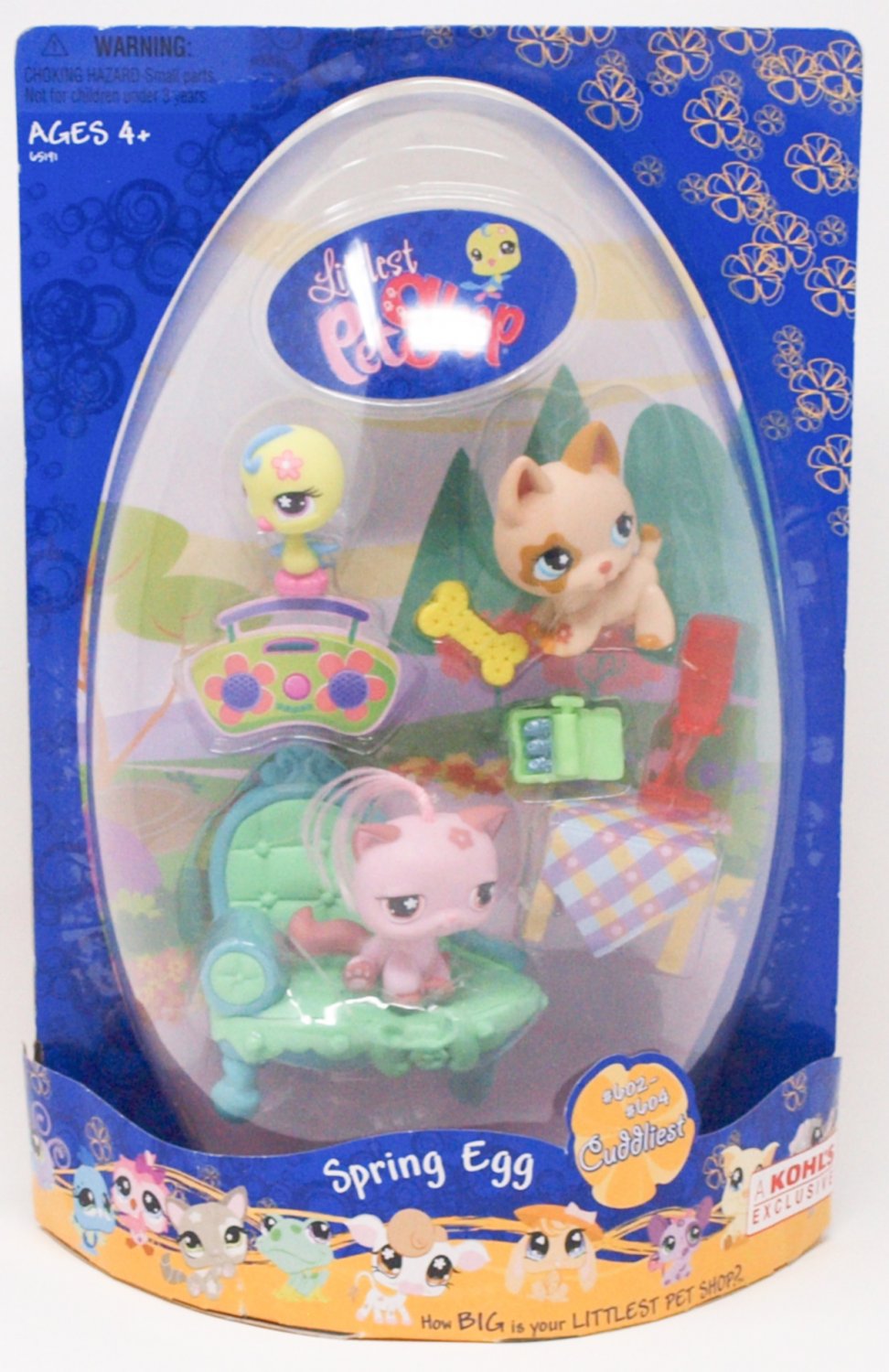 Littlest Pet Shop 2007 Spring Egg, 602604 Cuddliest Cat Bird Dog