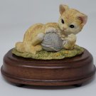 "Oh What A Beautiful Morning!" Nature's Friend Music Box, Cat Playing With Ball of Yarn, 1990