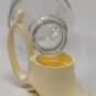 Log Cabin Glass Syrup Pitcher/Dispenser with Cream Ivory Colored Plastic Lid, Vintage 1970's
