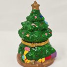 Christmas Tree Shaped Ceramic Trinket Box With Hinged Lid, Vintage