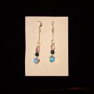 Heart with two clear & one blue crystal silver