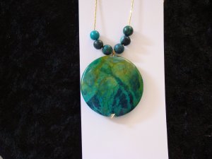 Turquoise on Gold Chain