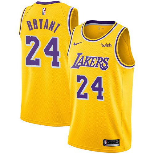 Youth Kobe Bryant 2018/19 Lakers Yellow Basketball Jersey ...