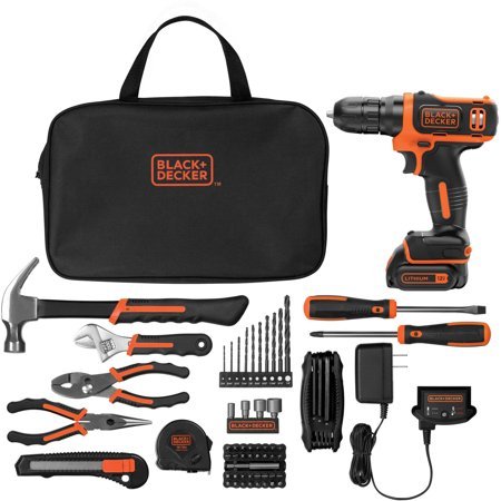 BLACK+DECKER 12-Volt MAX Lithium Ion Cordless Drill with 64-Piece Project Kit