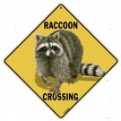 RACCOON CROSSING Sign, 12" by 12" on sides-16" on Diagonal-In/Out-AlumINUM