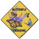 BUTTERFLY Crossing Sign, 12" on sides, 16" on Diagonal, Aluminum, Indoor/Ourdoor
