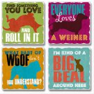 SPOT ON-Dog Design--Set of 4 Absorbent Stone Coasters with Cork Back