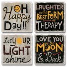 OH HAPPY DAY--Set of 4 Absorbent Stone Coasters with Cork Back
