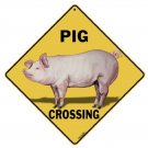 PIG CROSSING Sign, 12" by 12" on sides-16" on Diagonal-In/Out-Alum
