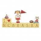 University of Nebraska Word Block "I Love NEBRASKA" w/ Cheerleader~So Cute!