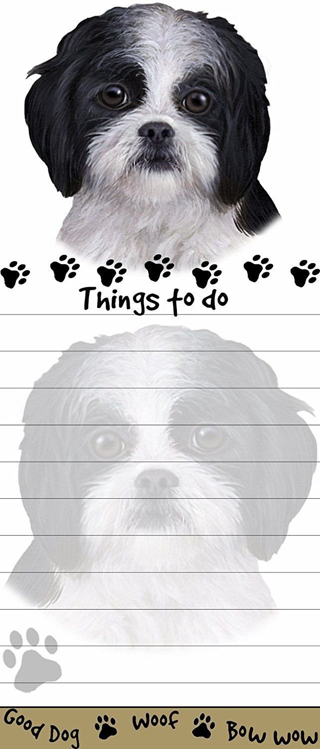 Black & White SHIH TZU Die Cut List Pad/Note Pad with Magnetic Back