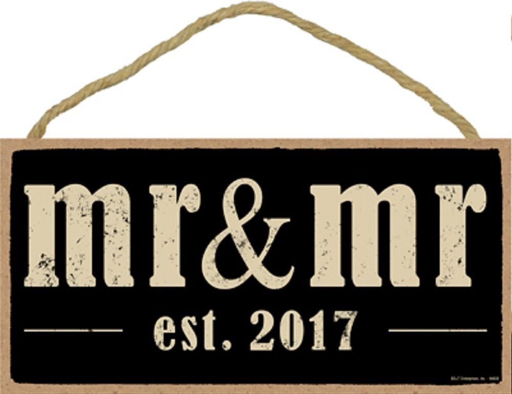Novelty-Fun Wood Sign-Plaque--MR. & MR. est. 2017