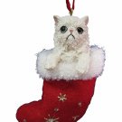 PERSIAN CAT in Stocking Christmas Ornament-Santa's Little Pals-by E&S Pets