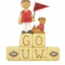 University of Wisconsin "GO UW of I word Block w/ Cheerleader & Puppy~So Cute!~~