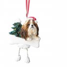 SHIH TZU--LONG HAIR--TAN & WH--Dangling Legs Dog Christmas Ornament by E&S Pets