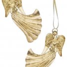 Gold Metal ANGEL Ornaments-Set of 2, one Sided Ornaments