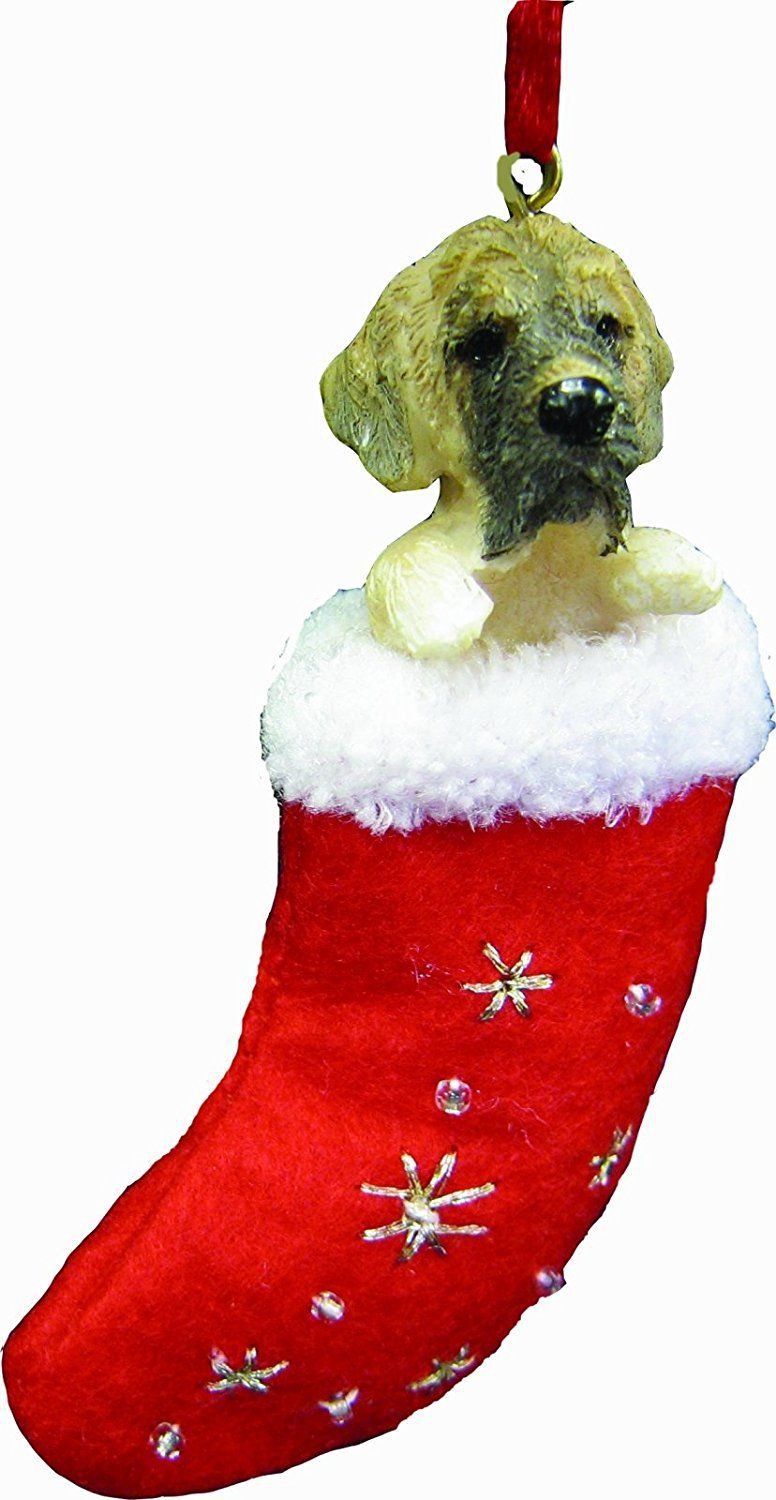 ENGLISH MASTIFF in Stocking Christmas Ornament-Santa's Little Pals-by E&S Pets