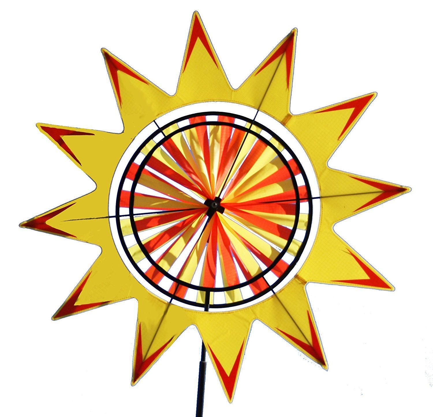 SUN Double Wheel Pinwheel Wind Spinner by Skydog Kites14" & 11" Nylon