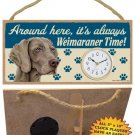 Weimaraner CLOCK-Around here it's always--Time-Hang or Easel Back
