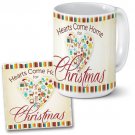 15 oz. Ceramic Coffee Mug & Stone Coaster Gift Set-HEARTS COME HOME CHRISTMAS