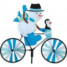 20" Snowman on a Bike Spinner,  Whirligig, Yard Stake, Garden Decor
