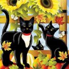 HOUSE FLAG--28 X 40--PUMPKIN PATROL CATS--by Jeremiah Junction