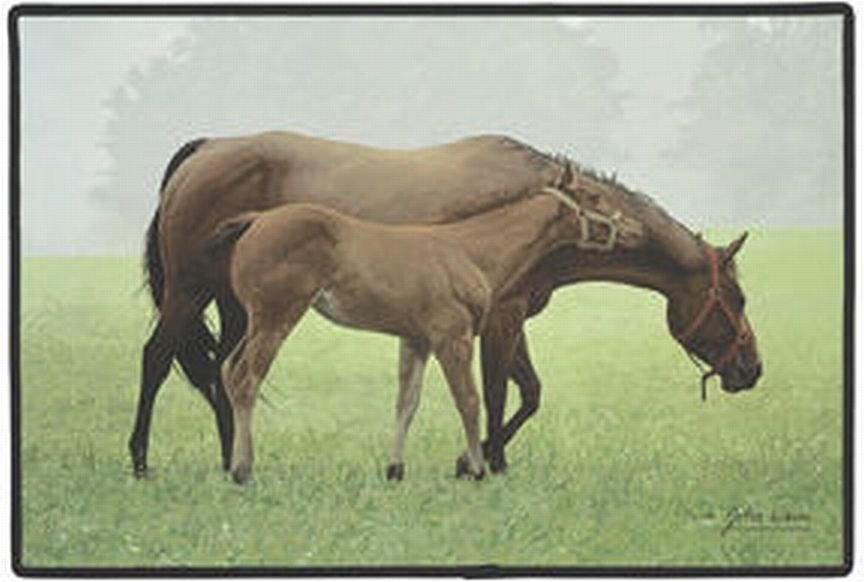 DOORMAT--18 X 27--Cuddle Time Horse & Foal-- non-skid rubber backed,