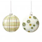 Polka Dot and Plaid Retro Ornaments --Set of 2 Different