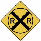 Railroad (RR) Crossing Sign, 12" on sides, 16" on diagonal, Indoor/Out-Aluminum