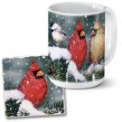 15 oz. Ceramic Coffee Mug & Stone Coaster Gift Set-BACKYARD BIRDS