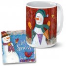 15 oz. Ceramic Coffee Mug & Stone Coaster Gift Set-LET IT SNOW-SNOWMEN