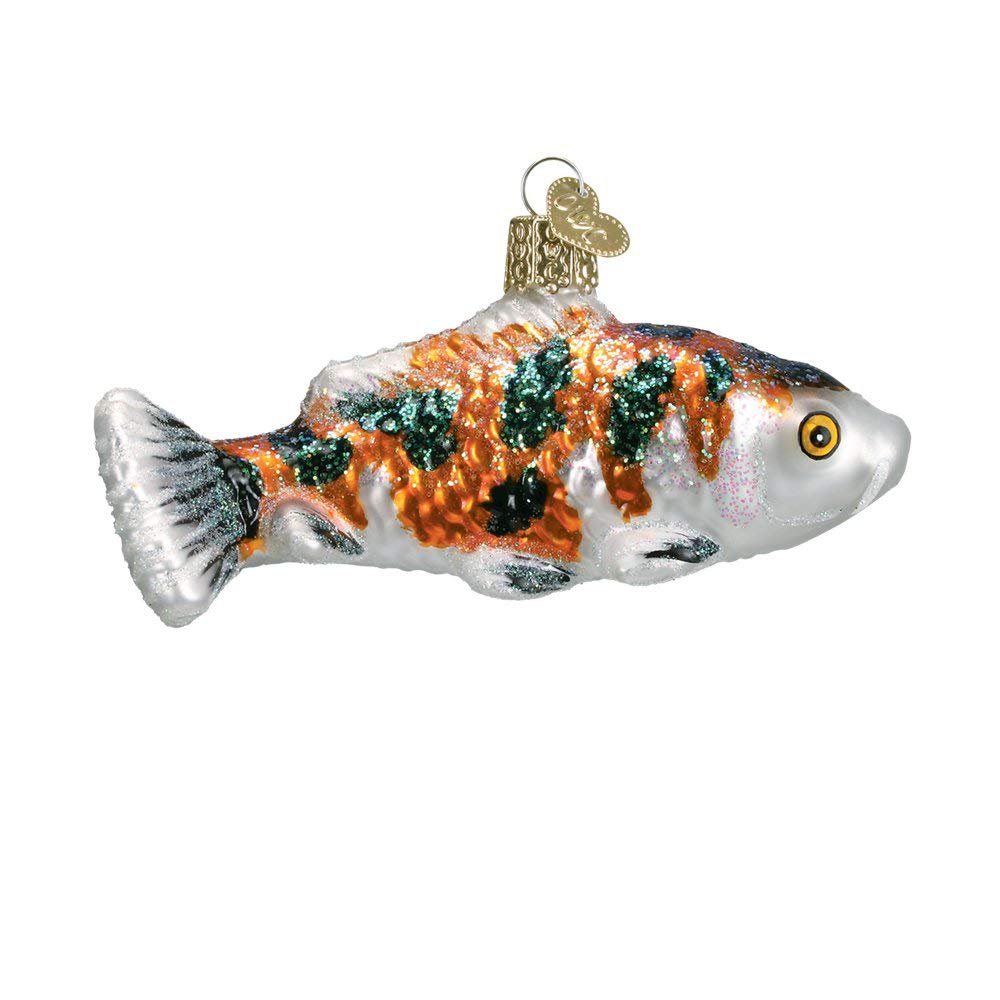 Dark Colored KOI Fish Blown Glass Christmas Ornament by Old World Christmas