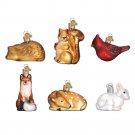 Set of 6 Woodland Animals Blown Glass Christmas Ornament by Old World Christmas