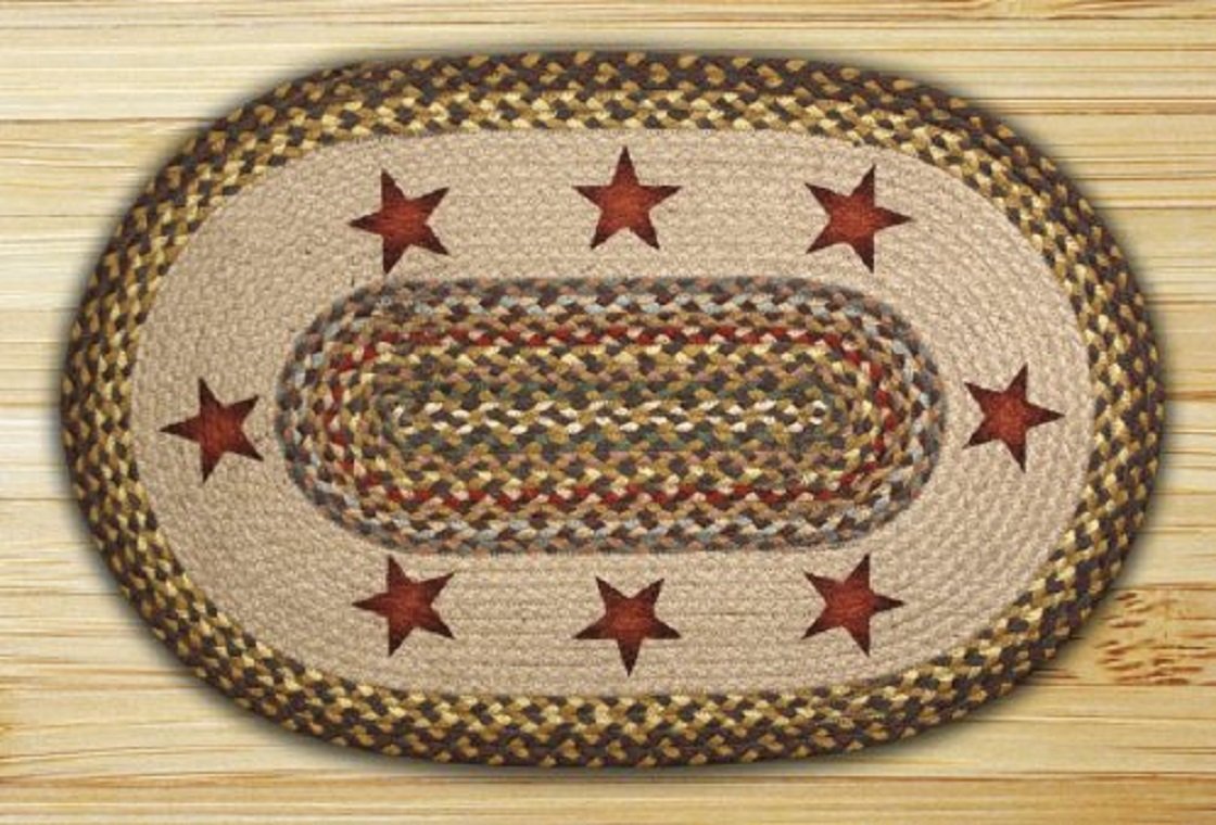 BRAIDED RUG20 X 30 Oval 100 Jute Rug GOLD STARS