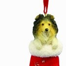 SHELTIE in Stocking Christmas Ornament-Santa's Little Pals-by E&S Pets