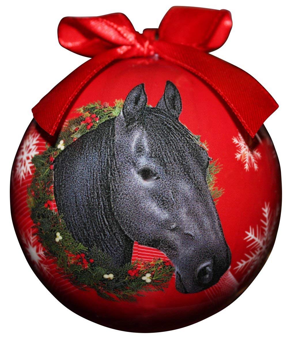 Black HORSEShatterproof Ball Ornament3" by E & S Pets