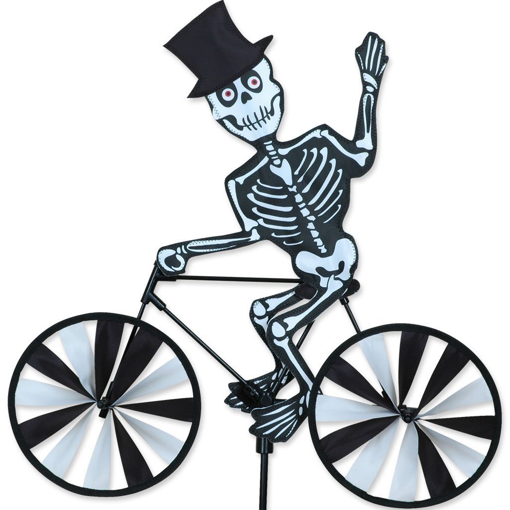 20" Skeleton on a Bike Spinner, Whirligig, Yard Stake, Garden Decor