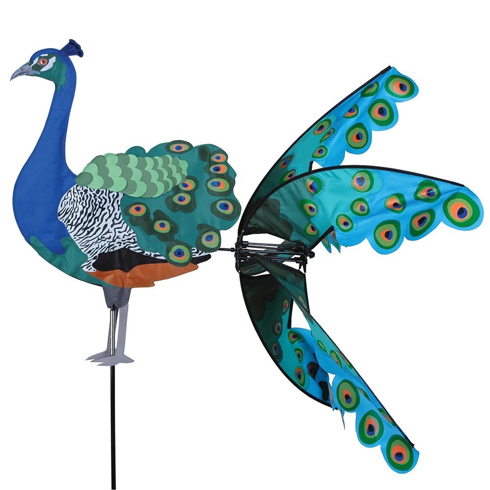 PEACOCK Whirligig Wind SpinnerGarden Stake by Premier Kites