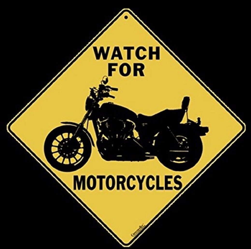Watch for MOTORCYCLES 12" X 12" Aluminum Yellow Alert Sign