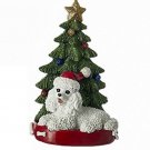 Kurt Adler White POODLE with Tree on Base Ornament-