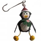 Collect A Bells--Metal Penguin with Red Hat Ornament or Decoration-Made of Old Bells