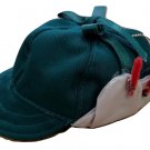 Green Cloth Fishing Hat Christmas Ornament Adorned with Bow and Fly Fishing Lure