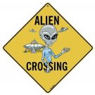ALIEN Crossing Sign, 12" by 12" on sides-16" on Diagonal-In/Out-Alum